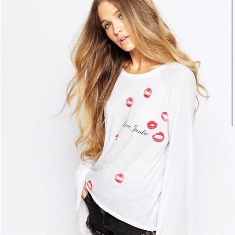 Wildfox Oversized Graphic Long Bell Sleeve Top